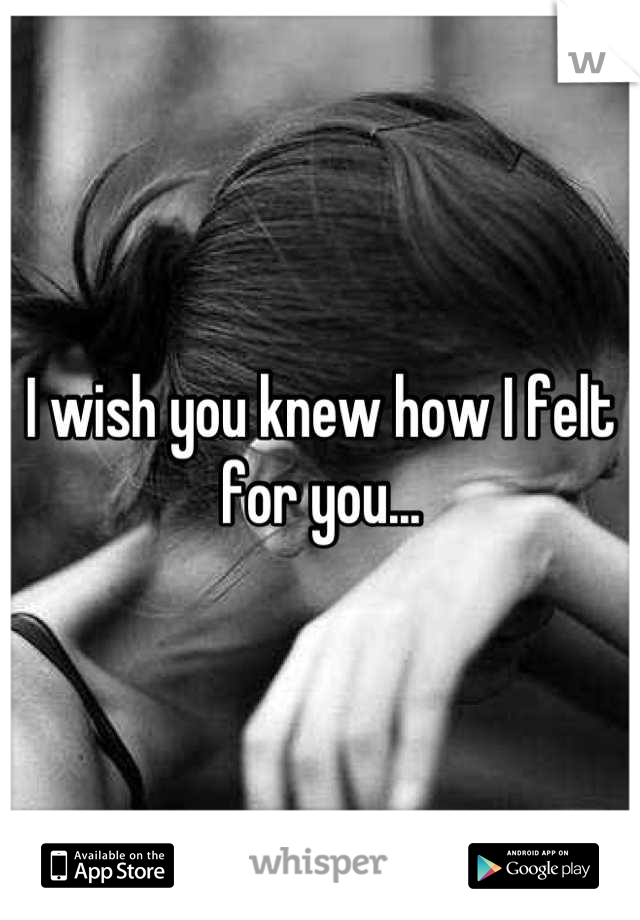 I wish you knew how I felt for you...