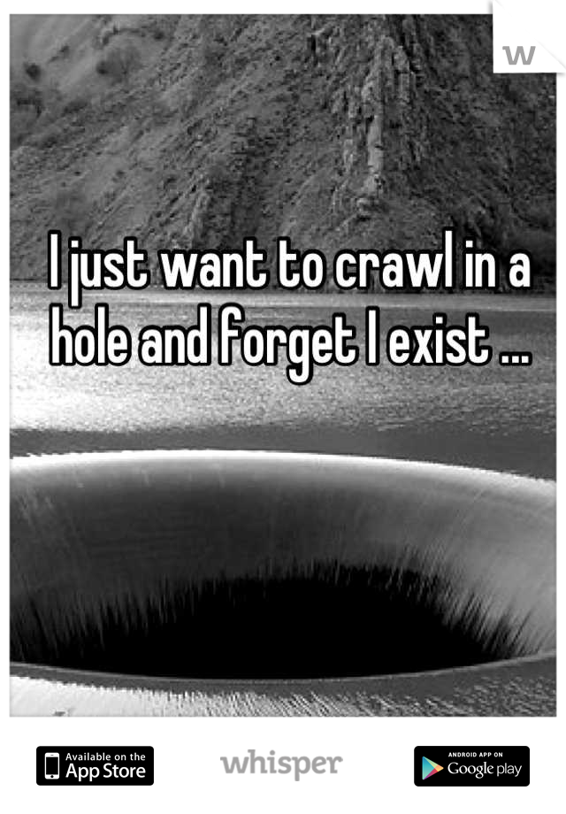I just want to crawl in a hole and forget I exist ...