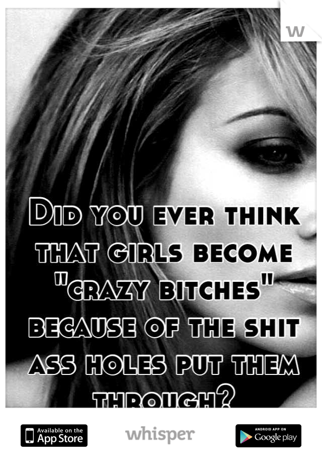 Did you ever think that girls become "crazy bitches" because of the shit ass holes put them through?
