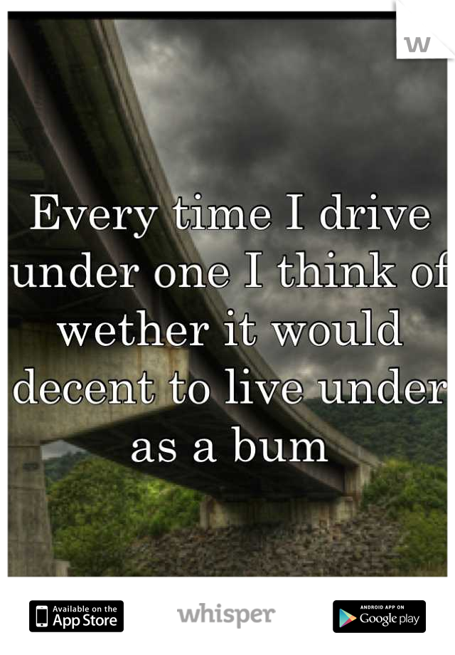 Every time I drive under one I think of wether it would decent to live under as a bum