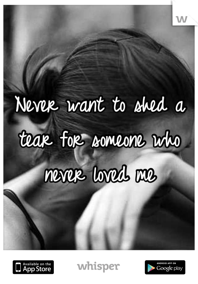 Never want to shed a tear for someone who never loved me