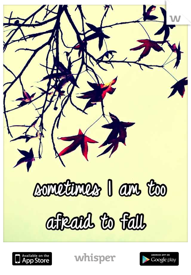 sometimes I am too afraid to fall 