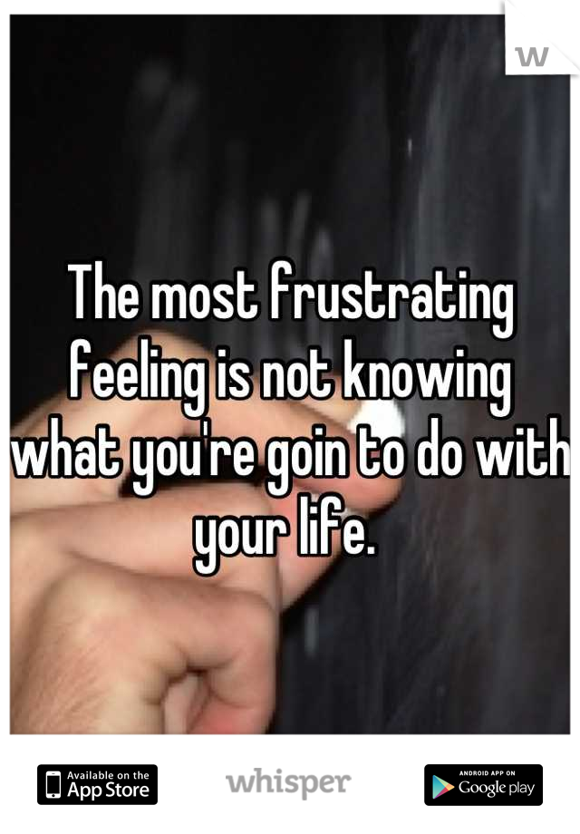 The most frustrating feeling is not knowing what you're goin to do with your life. 