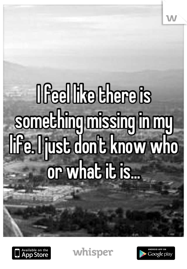 I feel like there is something missing in my life. I just don't know who or what it is...