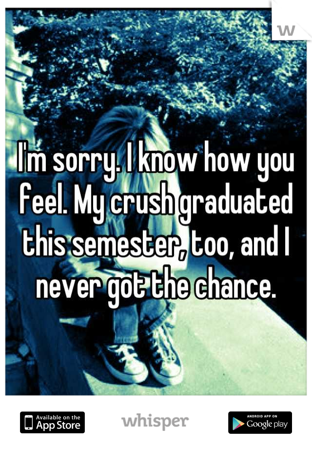 I'm sorry. I know how you feel. My crush graduated this semester, too, and I never got the chance.