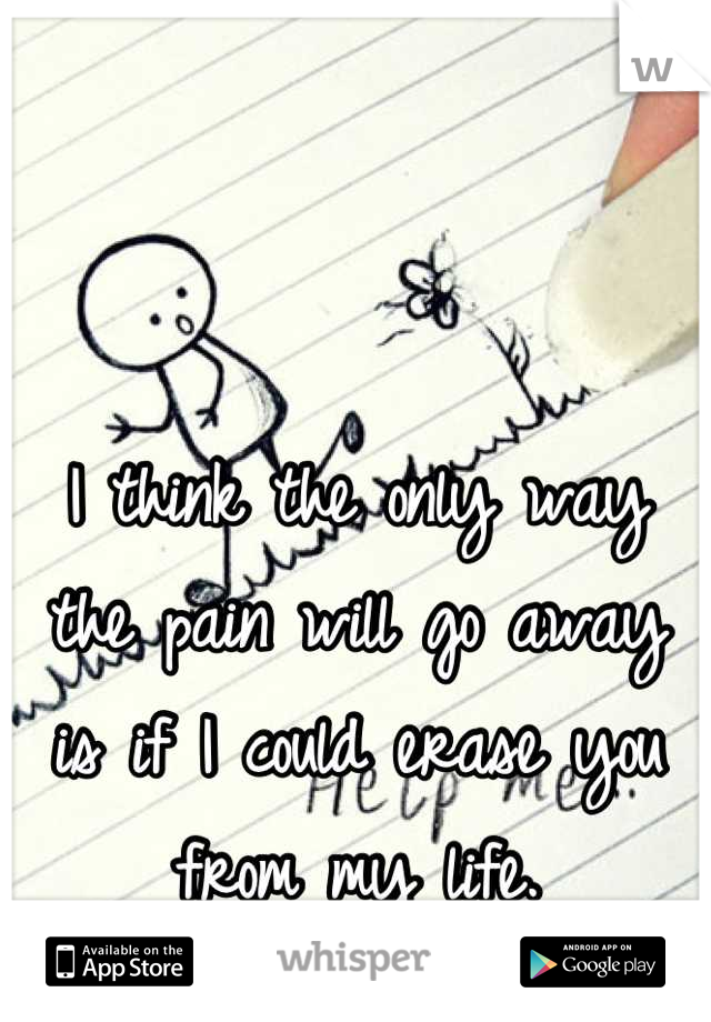 I think the only way the pain will go away is if I could erase you from my life.