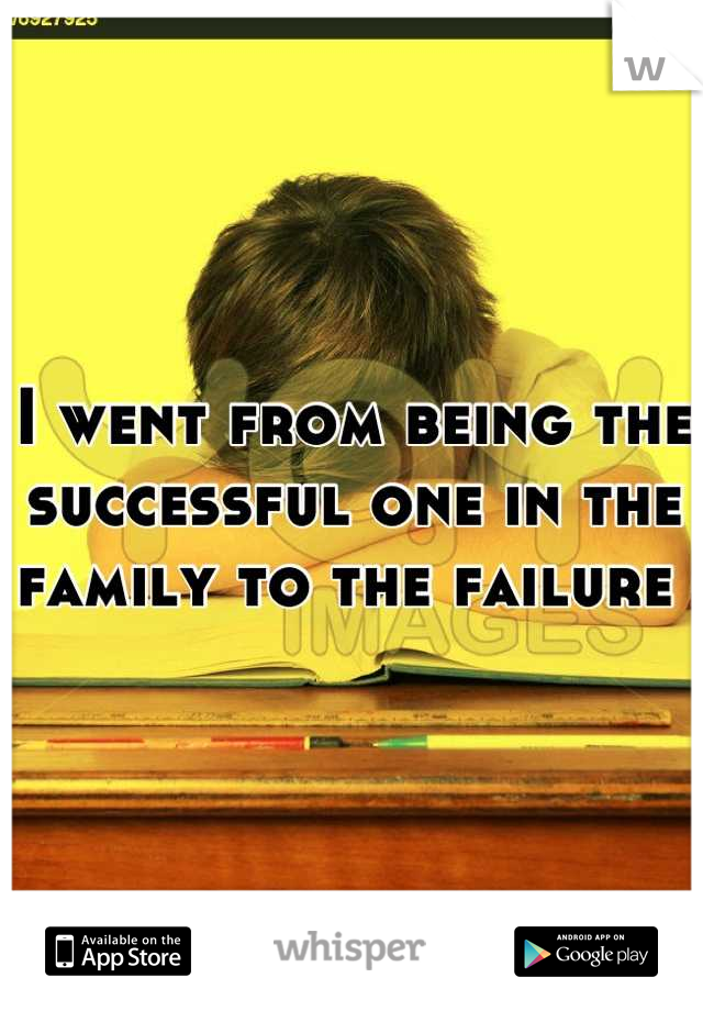 I went from being the successful one in the family to the failure 