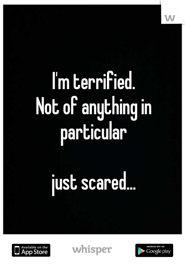 I'm terrified. 
Not of anything in particular 

just scared...