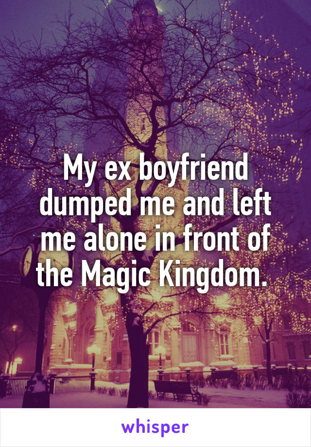 My ex boyfriend dumped me and left me alone in front of the Magic Kingdom. 