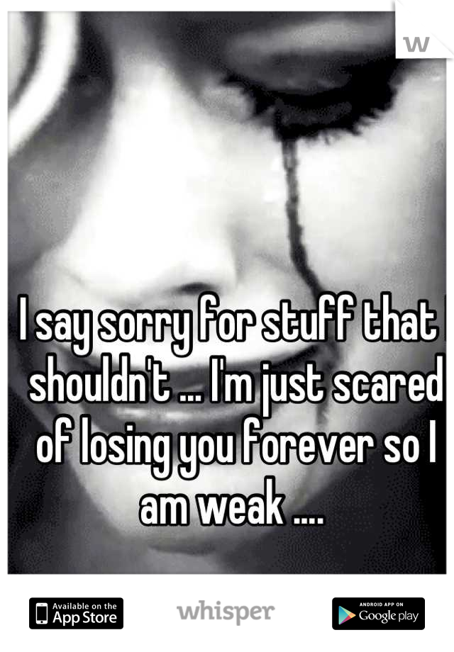 I say sorry for stuff that I shouldn't ... I'm just scared of losing you forever so I am weak .... 