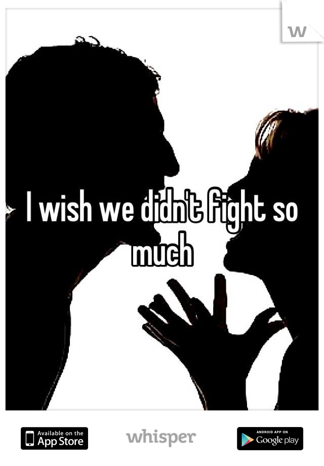 I wish we didn't fight so much