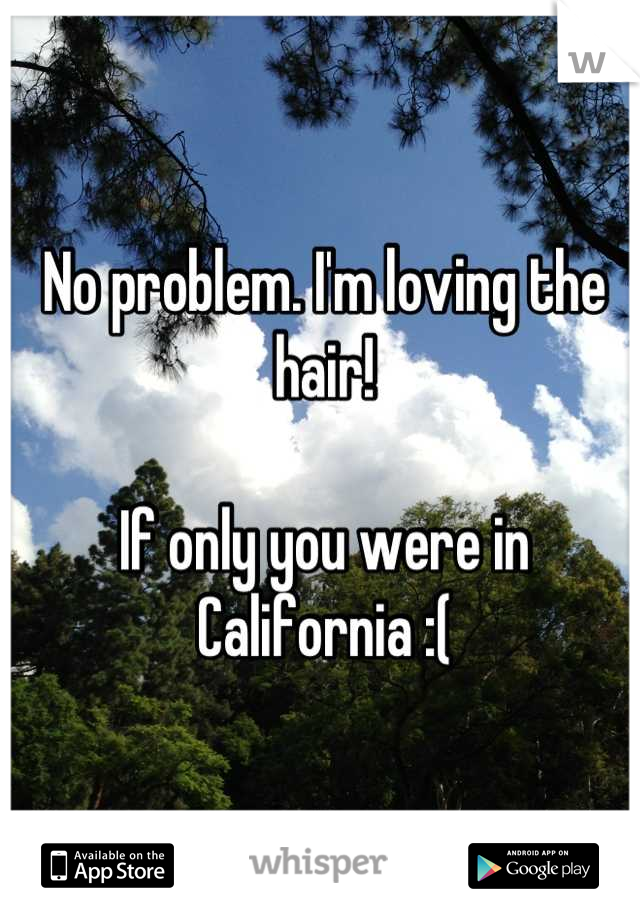 No problem. I'm loving the hair! 

If only you were in California :(