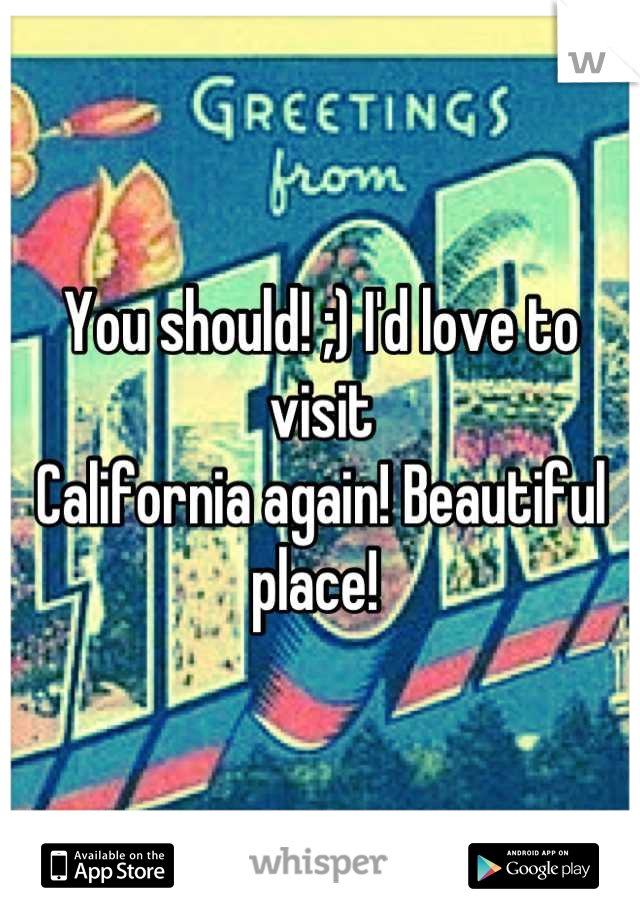 You should! ;) I'd love to visit
California again! Beautiful place! 