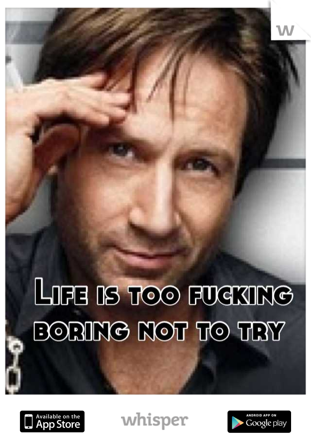 Life is too fucking boring not to try 