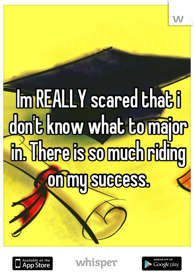 Im REALLY scared that i don't know what to major in. There is so much riding on my success.