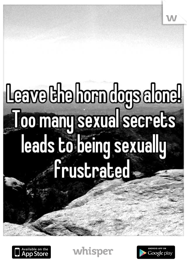 Leave the horn dogs alone! Too many sexual secrets leads to being sexually frustrated 