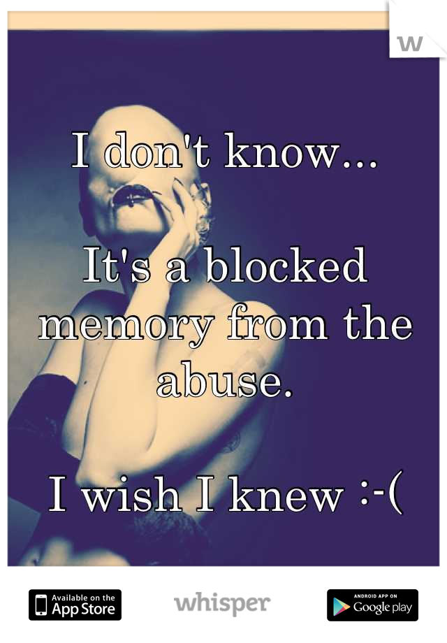 I don't know...

It's a blocked memory from the abuse. 

I wish I knew :-(