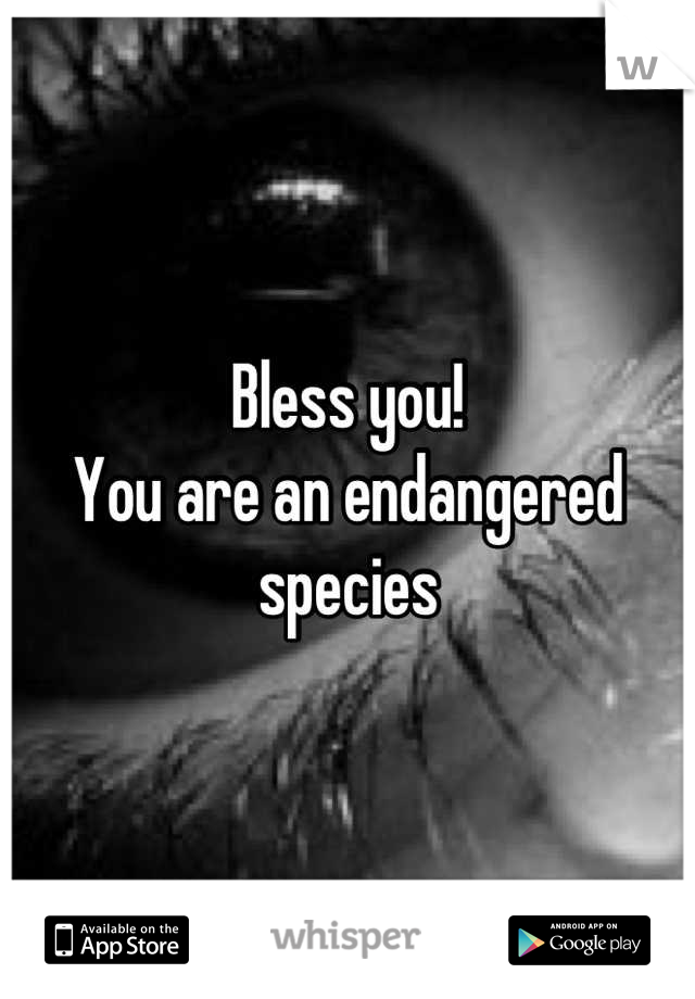 Bless you!
You are an endangered species