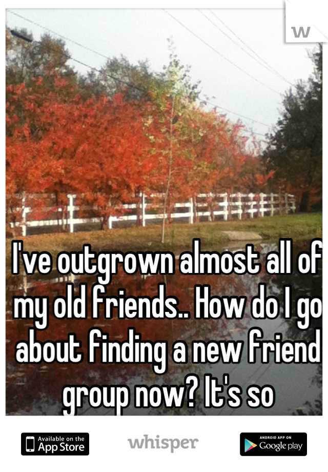 I've outgrown almost all of my old friends.. How do I go about finding a new friend group now? It's so strange..