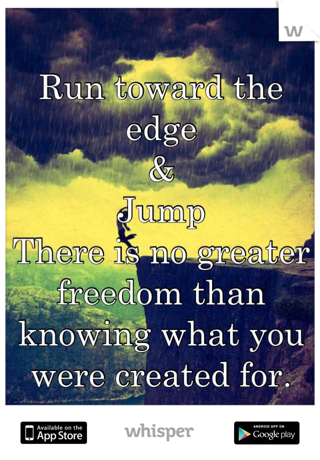 Run toward the edge 
&
Jump
There is no greater freedom than knowing what you were created for.