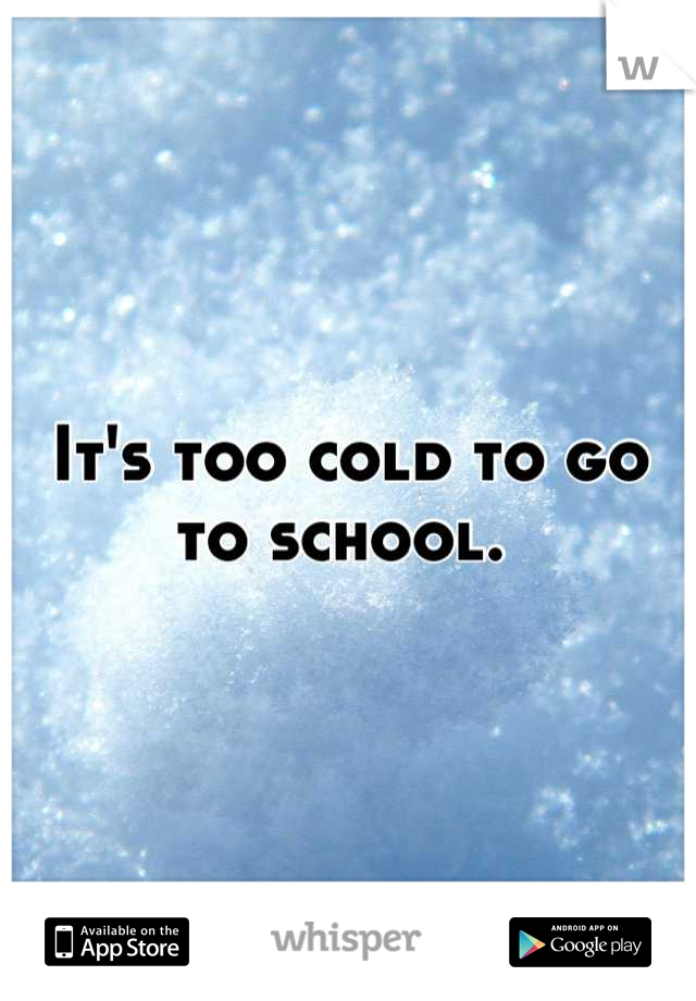 It's too cold to go to school. 