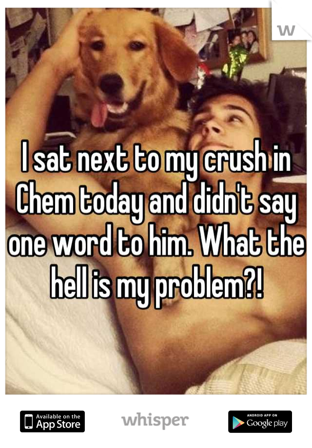 I sat next to my crush in Chem today and didn't say one word to him. What the hell is my problem?!