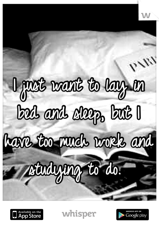 I just want to lay in bed and sleep, but I have too much work and studying to do. 