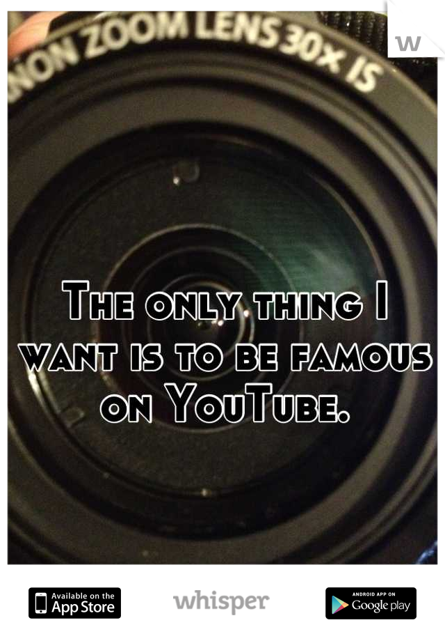 The only thing I want is to be famous on YouTube.