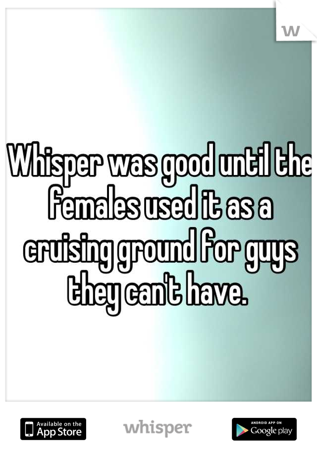 Whisper was good until the females used it as a cruising ground for guys they can't have. 