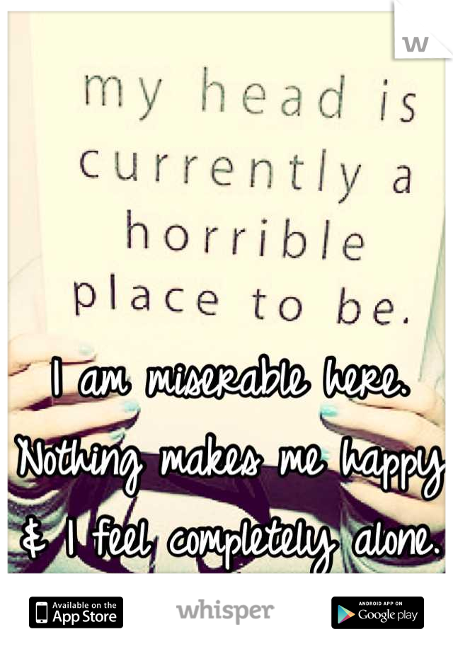 I am miserable here. Nothing makes me happy & I feel completely alone. 