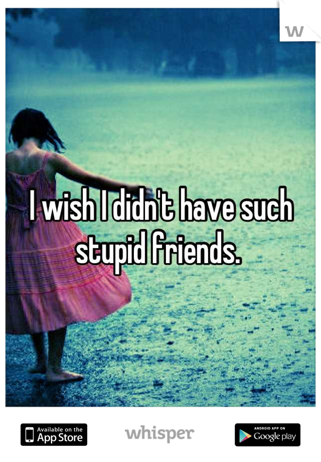 I wish I didn't have such stupid friends. 