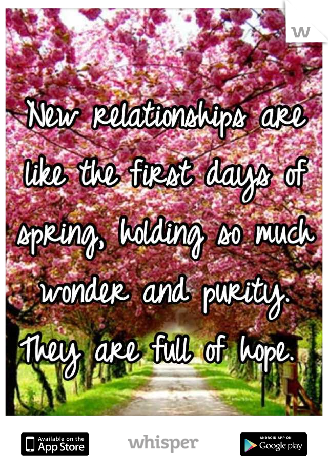 New relationships are like the first days of spring, holding so much wonder and purity. They are full of hope. 