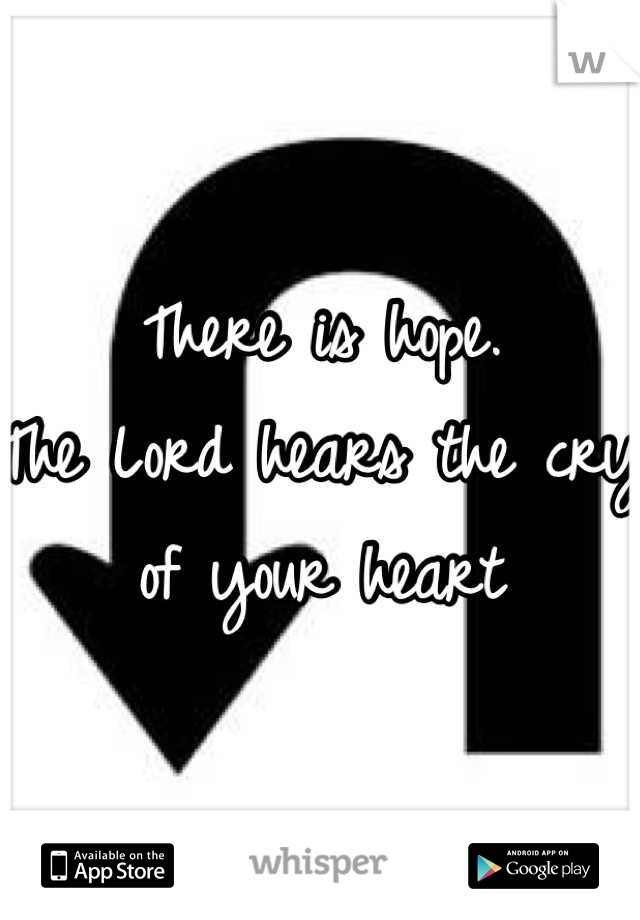 There is hope. 
The Lord hears the cry of your heart