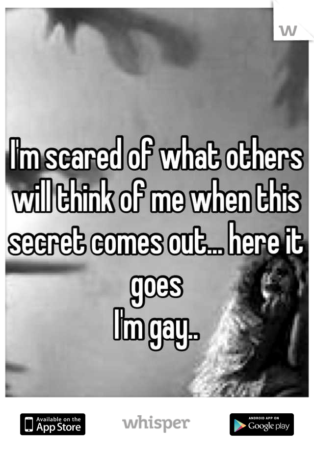 I'm scared of what others will think of me when this secret comes out... here it goes 
I'm gay..