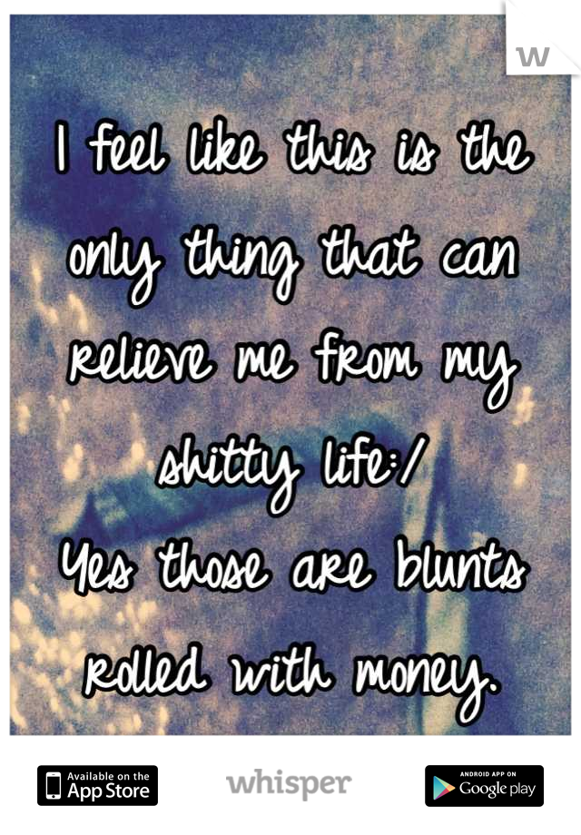 I feel like this is the only thing that can relieve me from my shitty life:/
Yes those are blunts rolled with money.
