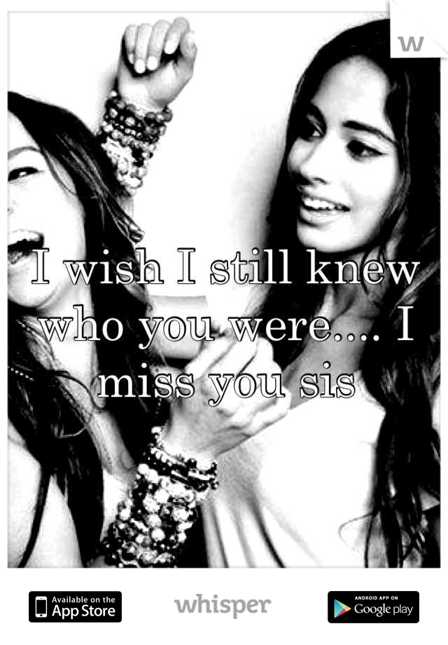 I wish I still knew who you were.... I miss you sis