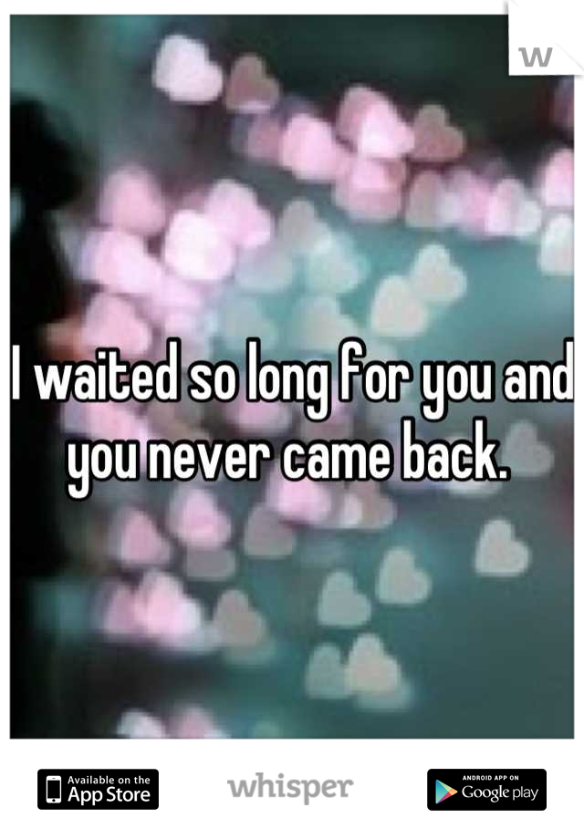 I waited so long for you and you never came back. 