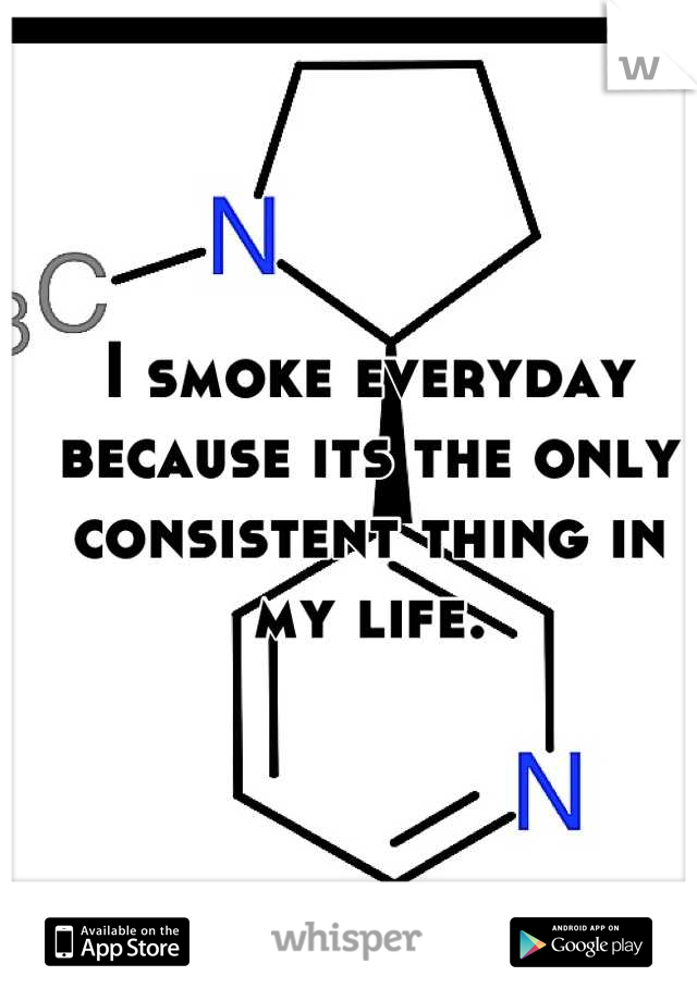 I smoke everyday because its the only consistent thing in my life.