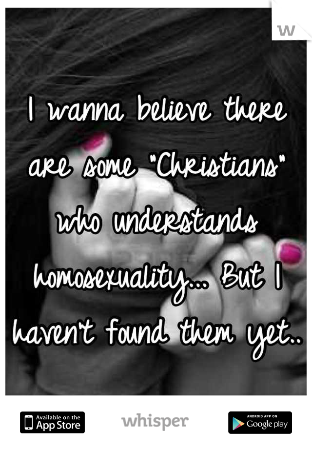 I wanna believe there are some "Christians" who understands homosexuality... But I haven't found them yet..