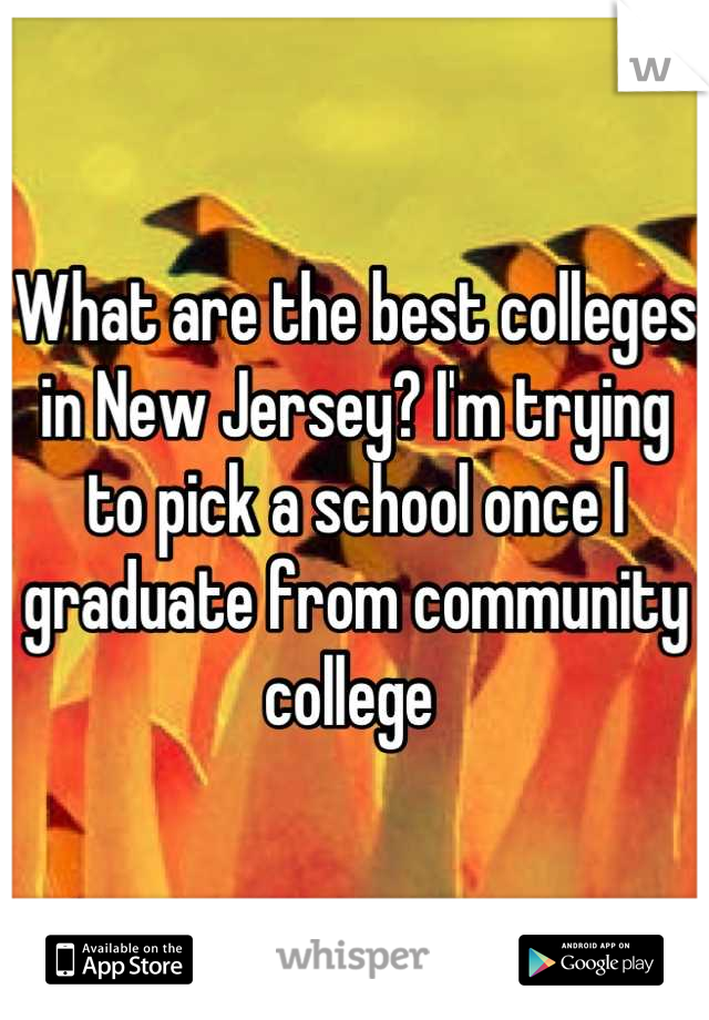 What are the best colleges in New Jersey? I'm trying to pick a school once I graduate from community college 