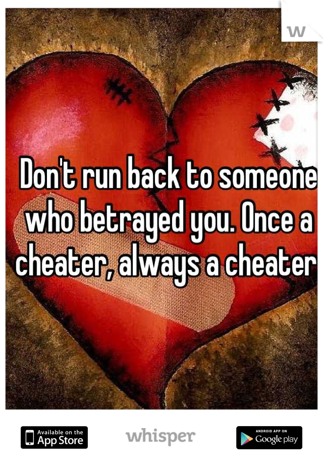 Don't run back to someone who betrayed you. Once a cheater, always a cheater.