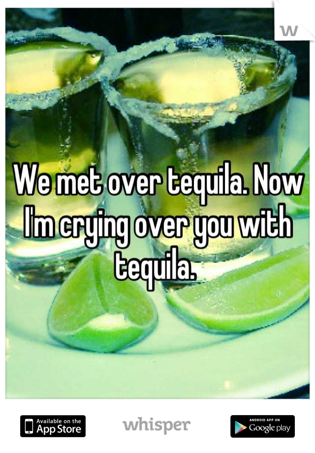 We met over tequila. Now I'm crying over you with tequila. 