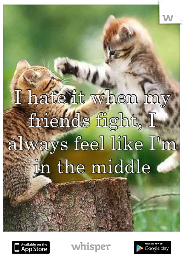I hate it when my friends fight, I always feel like I'm in the middle