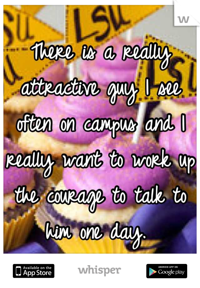 There is a really attractive guy I see often on campus and I really want to work up the courage to talk to him one day. 