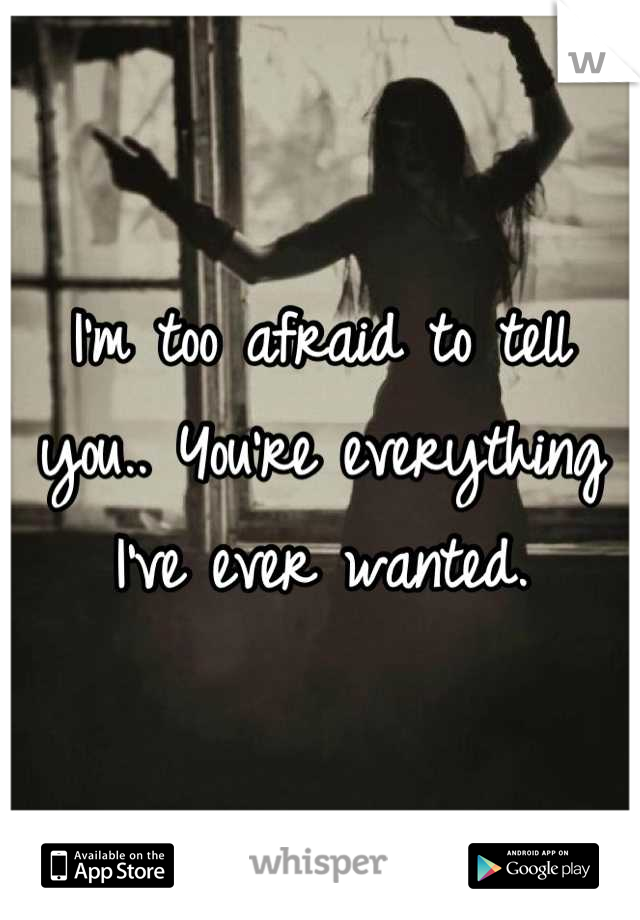 I'm too afraid to tell you.. You're everything I've ever wanted.