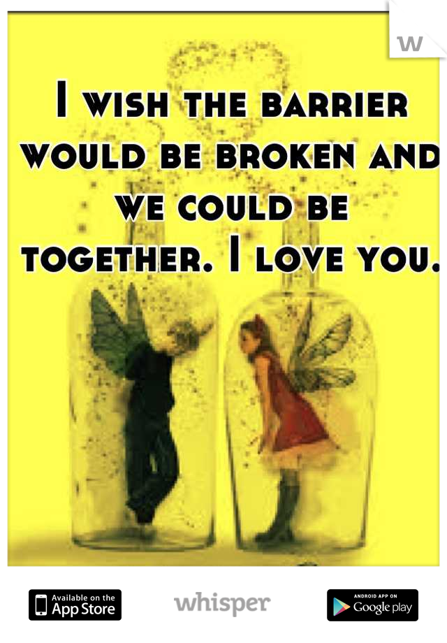 I wish the barrier would be broken and we could be together. I love you.