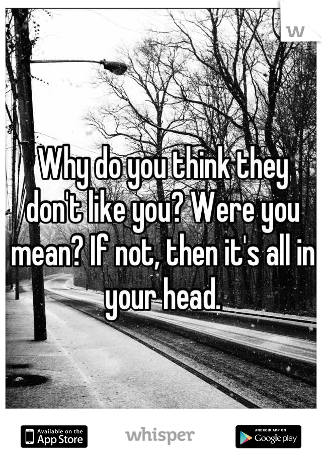 Why do you think they don't like you? Were you mean? If not, then it's all in your head.