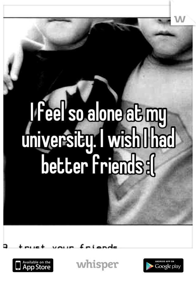 I feel so alone at my university. I wish I had better friends :(