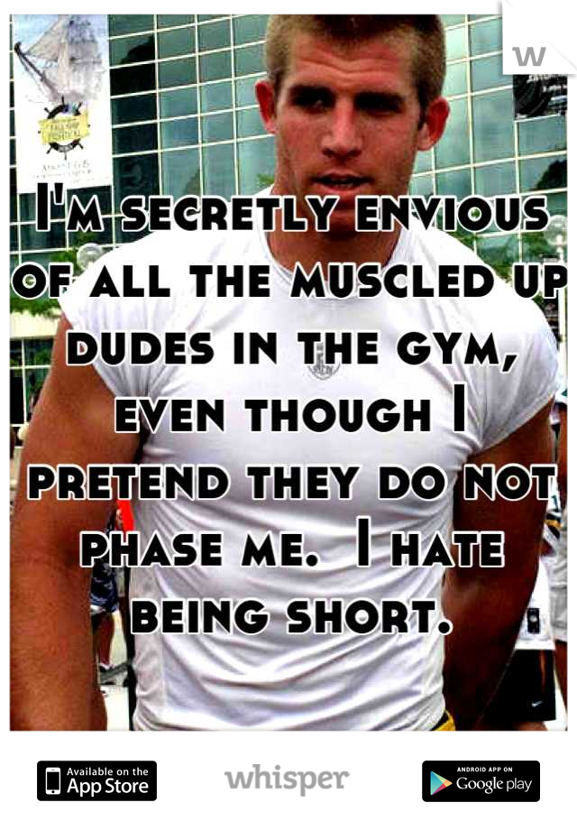 I'm secretly envious of all the muscled up dudes in the gym, even though I pretend they do not phase me.  I hate being short.
