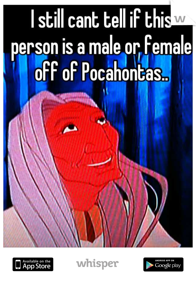 I still cant tell if this person is a male or female off of Pocahontas..